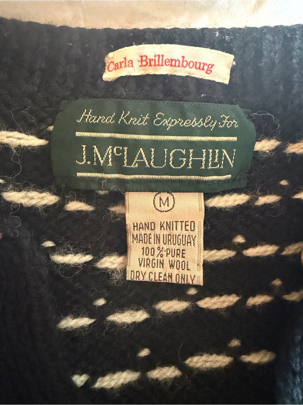 J.McLaughlin Black Penguin HandKnit Cardigan with Red Accents - Picture 3 of 5